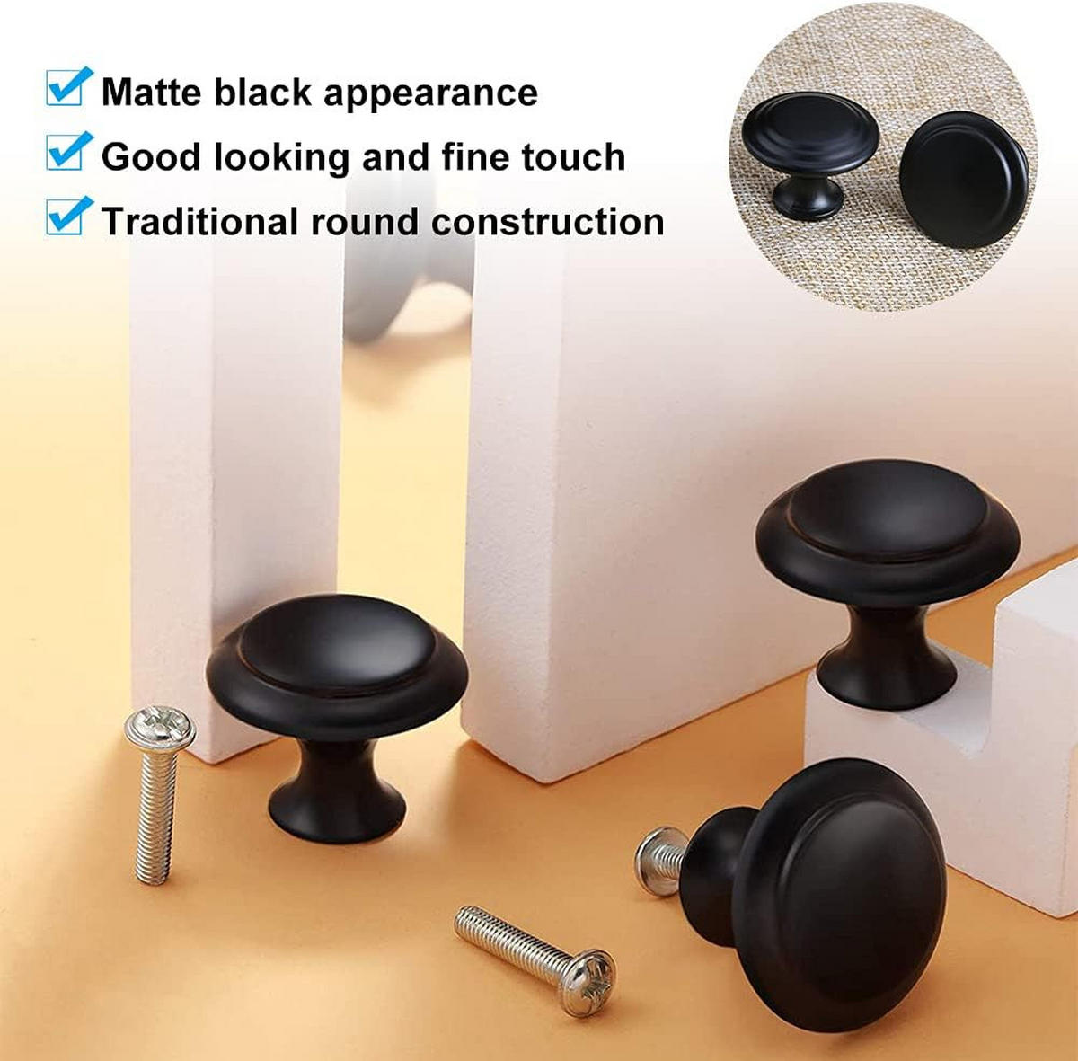 SCHRANKKNOPF Schwarz Matt 20er-Set 26 mm - Schwarz, Metall (2.6/2.1/2.6cm)