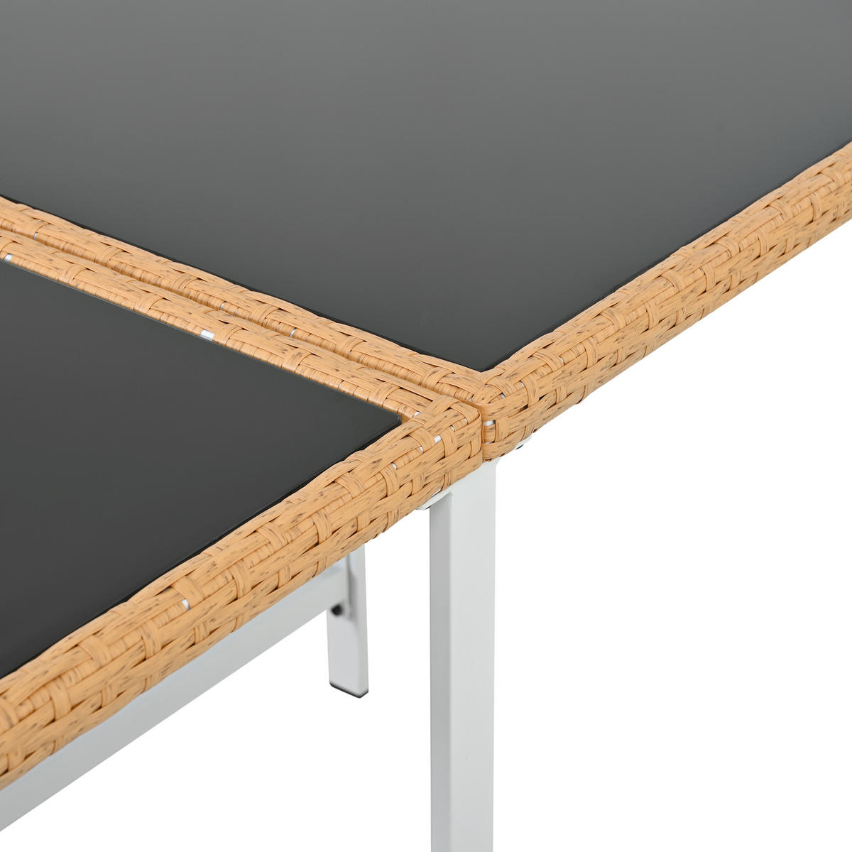 GARTENSETS aus Metall & Rattan 117x117x73,5 cm in Weiß - Weiß, Metall - Modfu