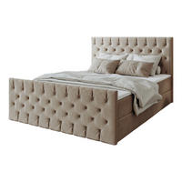 KONTINENTALBETT Mars Mit Bettkasten Stoff Riviera Biscut 180x200 cm - Sandfarben, Holz (180/200cm) - Kaiser Möbel