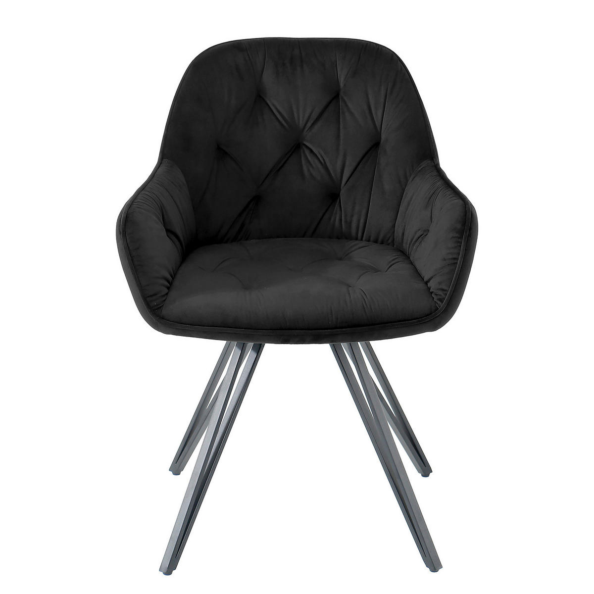 DREHBARER ARMLEHNENSTUHL - 2er-Set - Schwarz, Textil/Metall (61/82/62cm) - home24