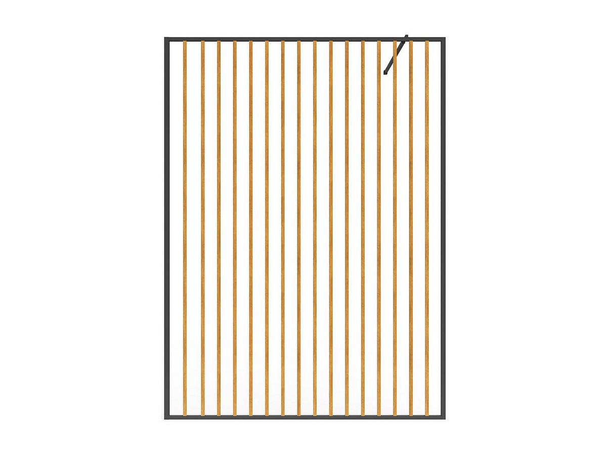 DUSCHWAND für begehbare Duschen - Aluminium - Holz-Optik & Schwarz matt - 140 x 200 cm - TOPEKA - Schwarz, Glas (140/200cm) - Vente-Unique