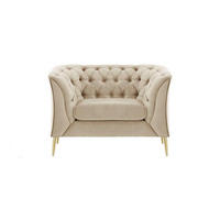 SESSEL Chesterfield Modern-Velluto 2 - Creme, Holz/Textil (106/74/80cm)