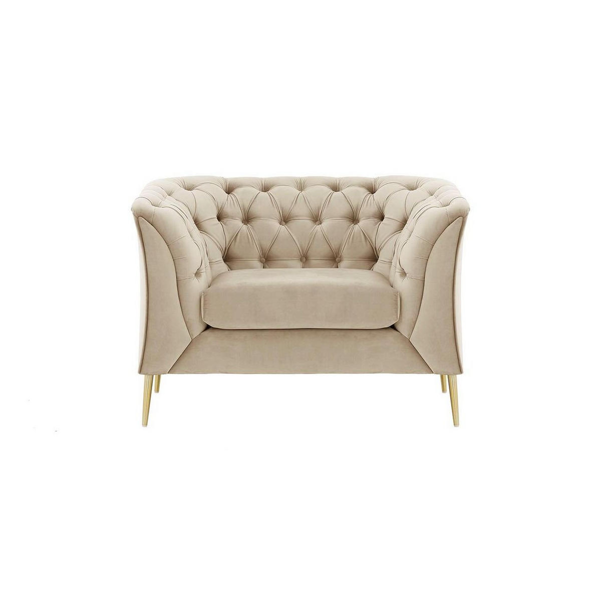 SESSEL Chesterfield Modern-Velluto 2 - Creme, Holz/Textil (106/74/80cm)