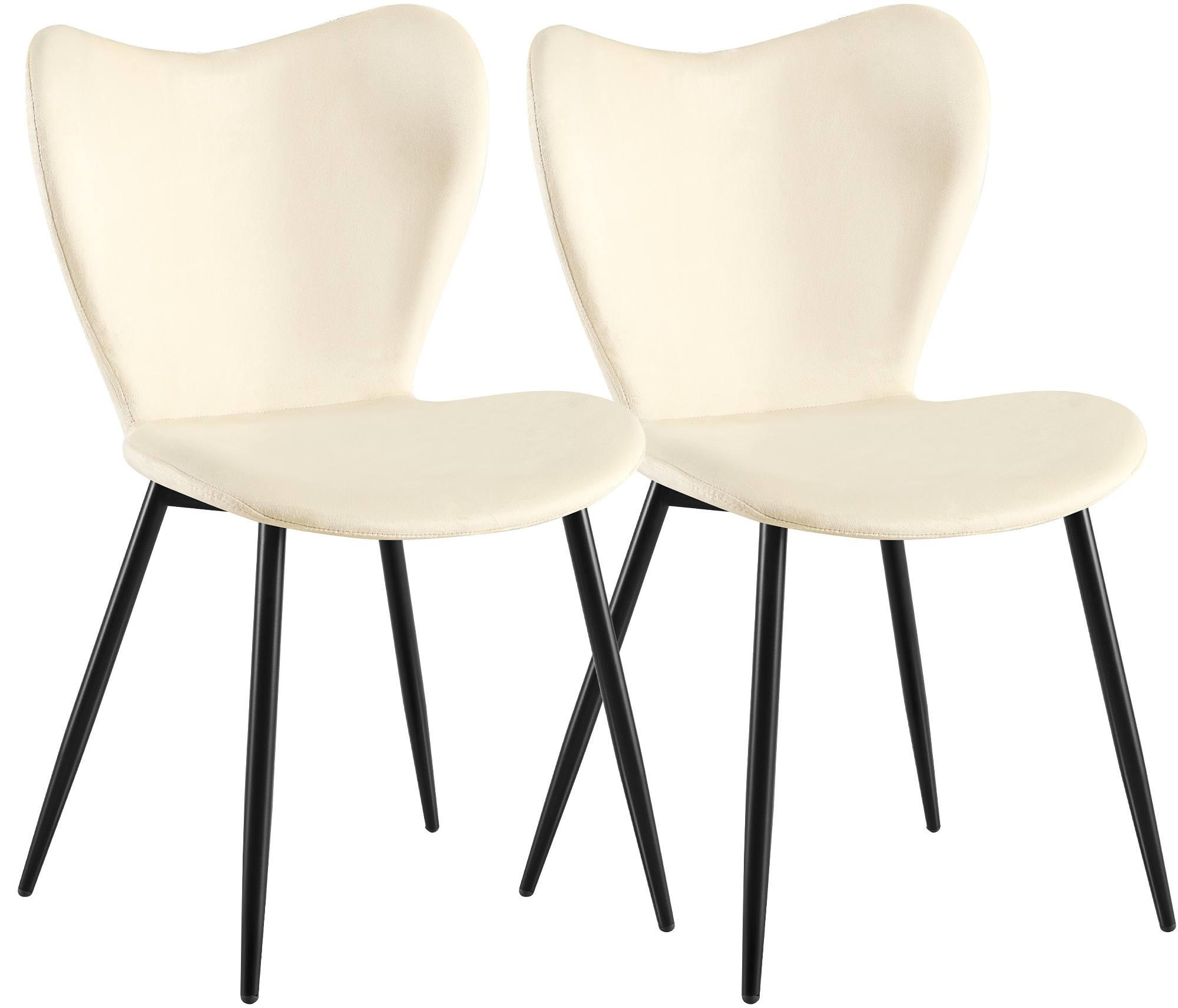ESSZIMMERSTUHL 2 Samt Creme - Creme/Schwarz, Textil/Metall (50/80/58cm) - CLP