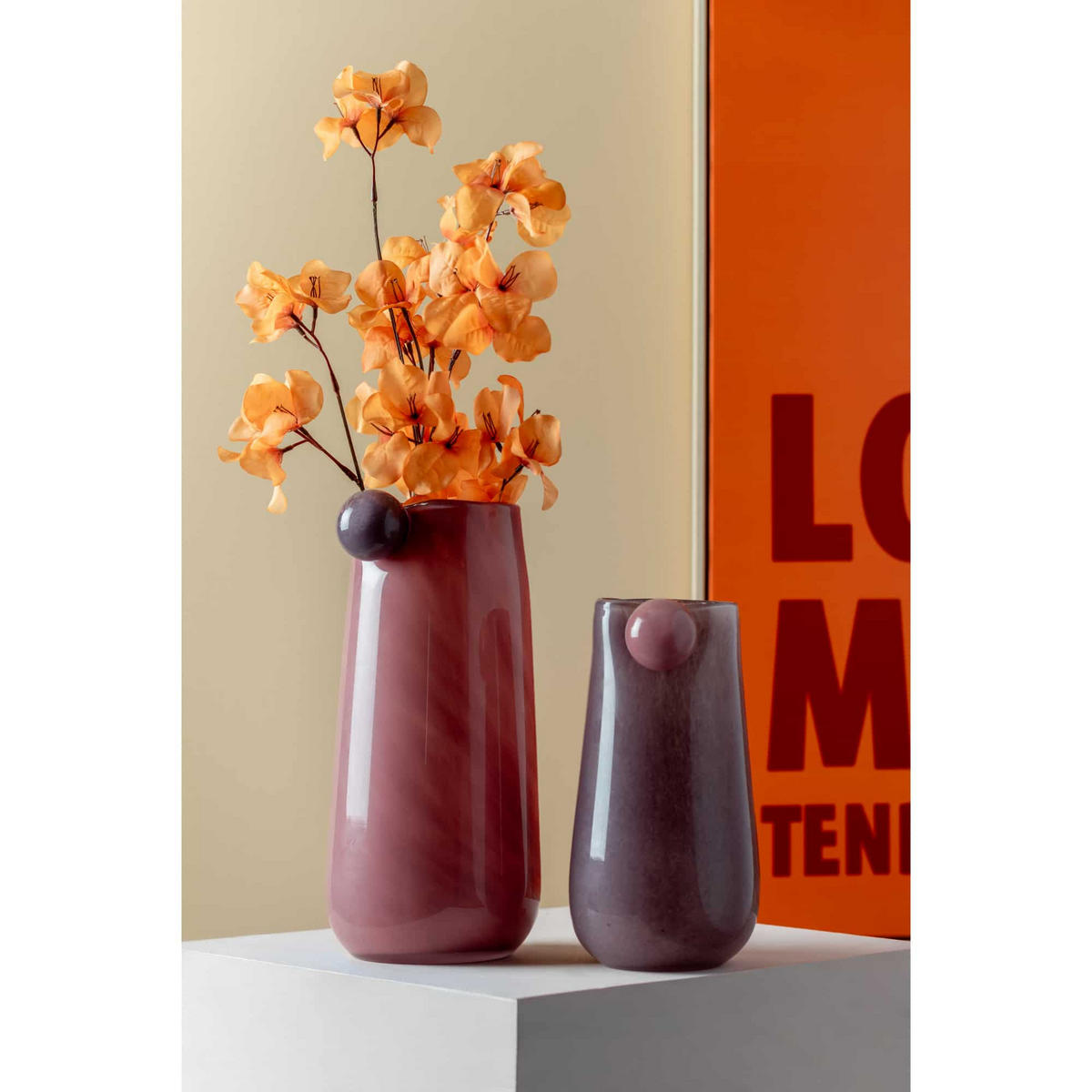 VASE Bolita Medium Lila 15/15/25 cm - Lila, Glas (15/25cm) - Present Time