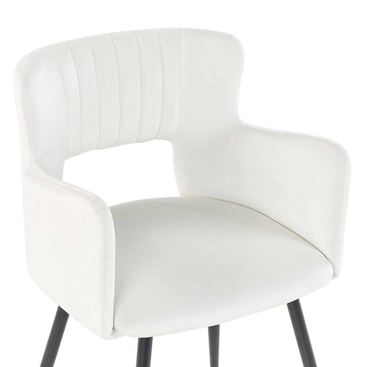 STUHL 2er-Set Samtstoff Weiß Sanilac - Weiß, Textil/Metall (52/75/44cm) - Beliani