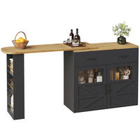 BARTISCH aus MDF, ausziehbar 138-204/39/104 cm mit 360° Drehfunktion & Stauraum, Schwarz - Schwarz, Holzwerkstoff (39/104/138cm) - Redom