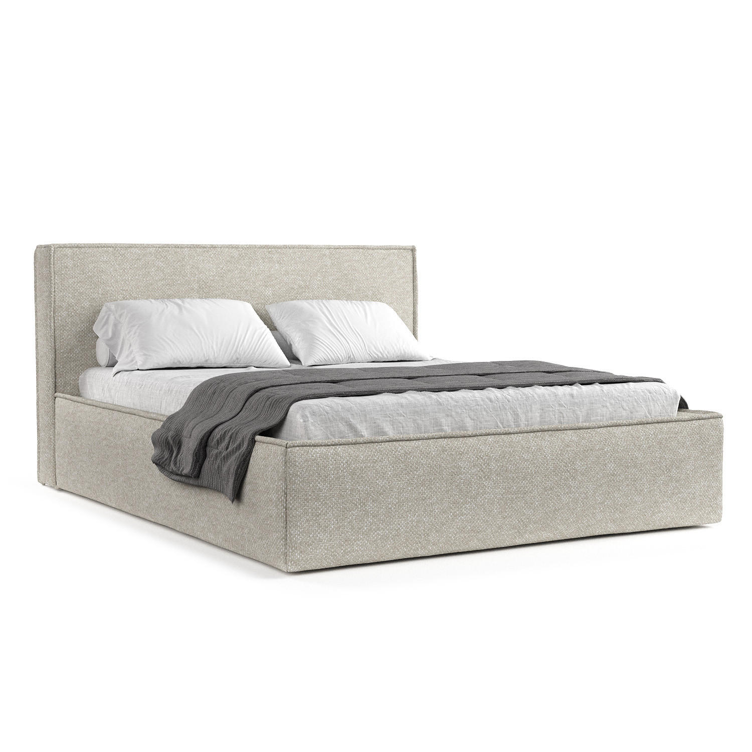 POLSTERBETT Lounge Beige Grau 120/200 cm im Chenille-Stoff - Beige/Schwarz, Holz/Holzwerkstoff (120/200cm) - Maison de Reve