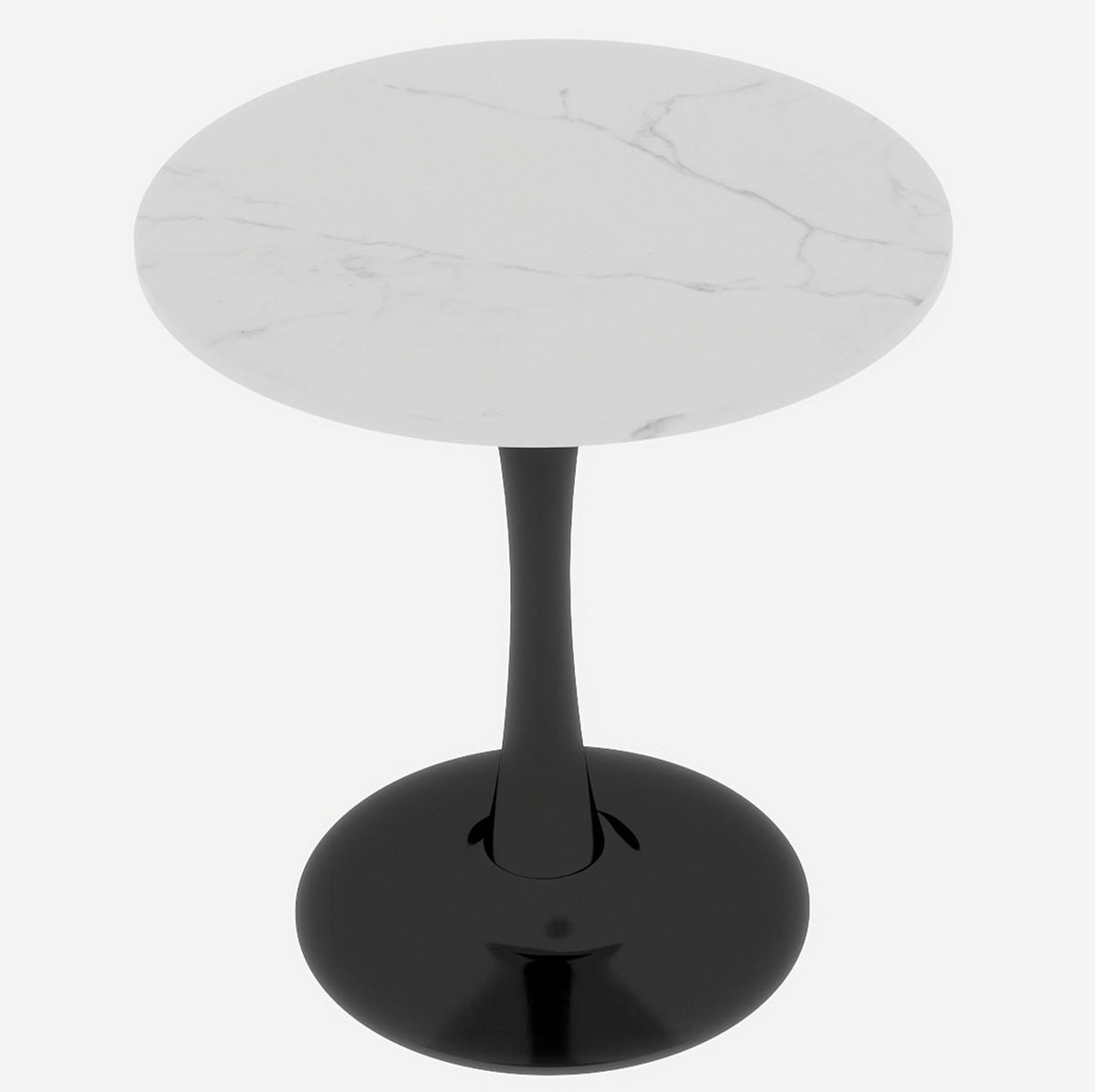 COUCHTISCH rund 70 cm schwarz/weiß aus Kunstmarmor mit minimalistischer Form - Weiß, Stein (70/70/72cm) - OKMYHOME