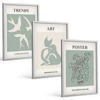 BILDER SET 3er Set - 40x60 cm Silberner Rahmen - Matisses stilvolle Illustrationen - Silberfarben, Kunststoff (40/60cm) - TULUP