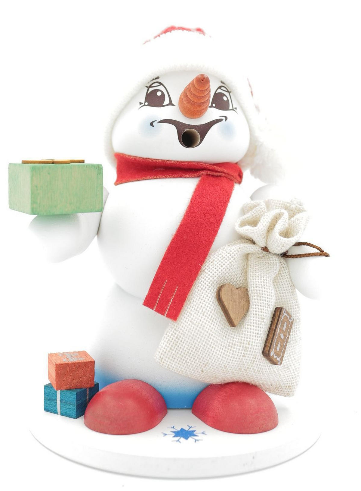 RAUCHFIGUR Schneemann Weiß Weihnachtsmann 19 cm - Multicolor, Holz (15/19/0.1cm)