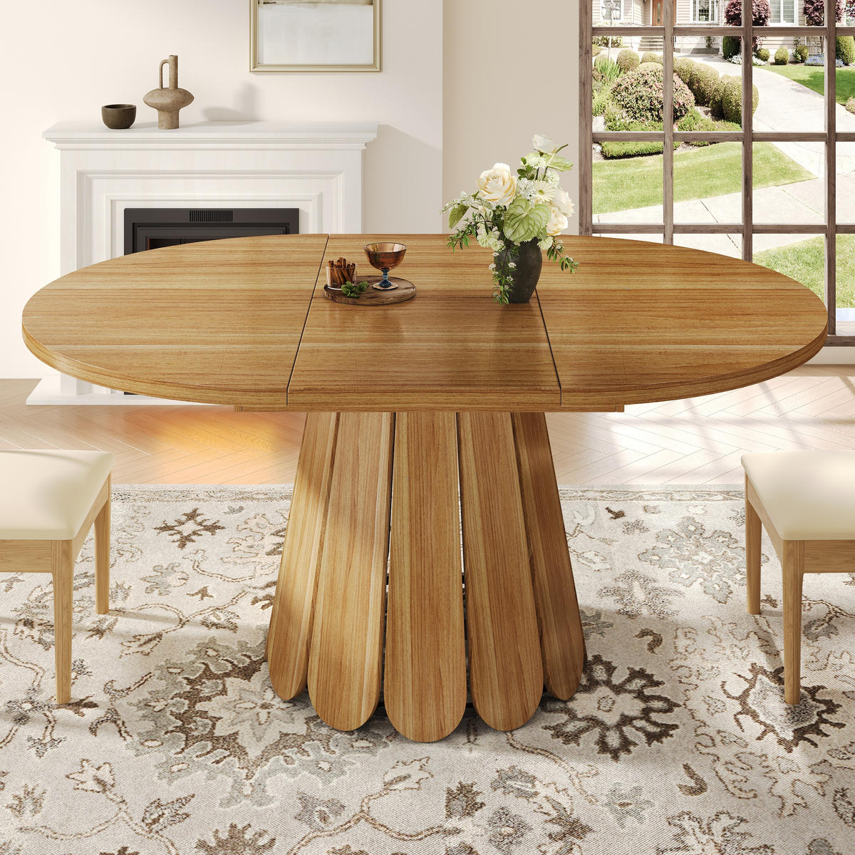 AUSZIEHTISCH 118/76,8 cm in Braun – rund, zu oval ausziehbar - Braun, Holzwerkstoff (118/118/76cm) - BEAOK
