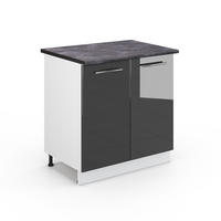 SPÜLENUNTERSCHRANK Fame-Line Anthrazit Hochglanz 80 cm mit Regal AP Anthrazit - Schwarz Hochglanz/Anthrazit, Holzwerkstoff (80/82/60cm) - Vicco
