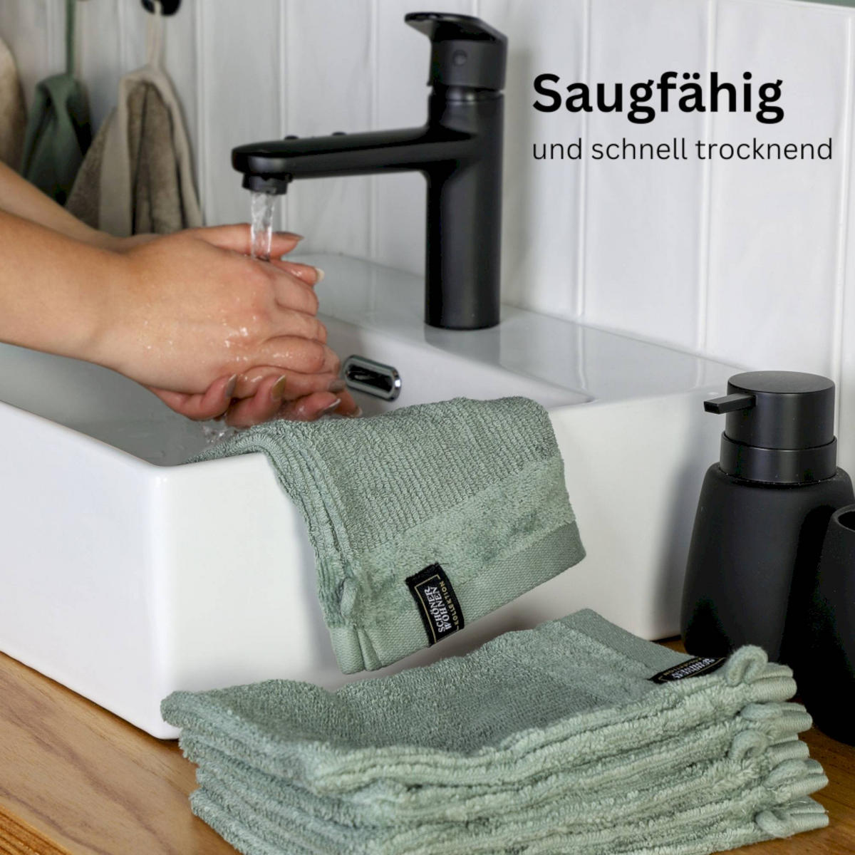 WASCHHANDSCHUH SENSE-6 - Grün, Textil (16/21cm) - Schöner Wohnen
