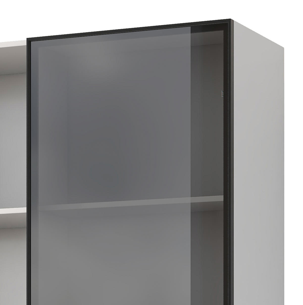 HIGHBOARD mit Glastür 80/40/160 cm – mit LED-Beleuchtung und 3 Schubladen - Weiß, Holzwerkstoff (80/160/40cm) - BEAOK