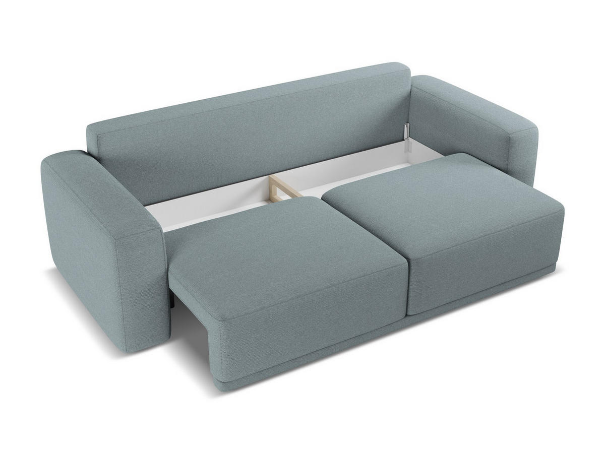 3-SITZER SOFA mit Schlaffunktion Chenille Stoff Blau - Blau/Blaugrau, Kunststoff/Textil (242/91/100cm) - Makamii