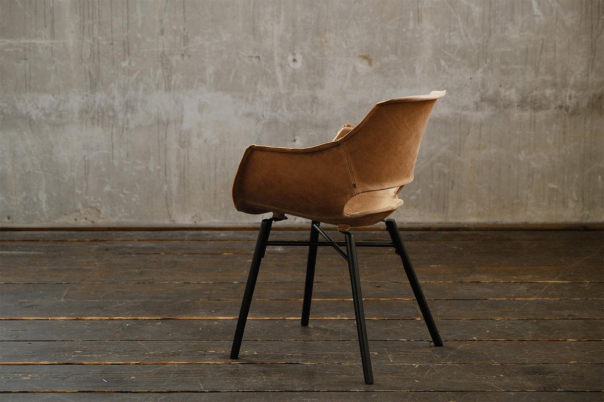 STUHL ZAJA Braun Leder - Dunkelbraun/Braun, Leder (57/82/59cm) - KAWOLA