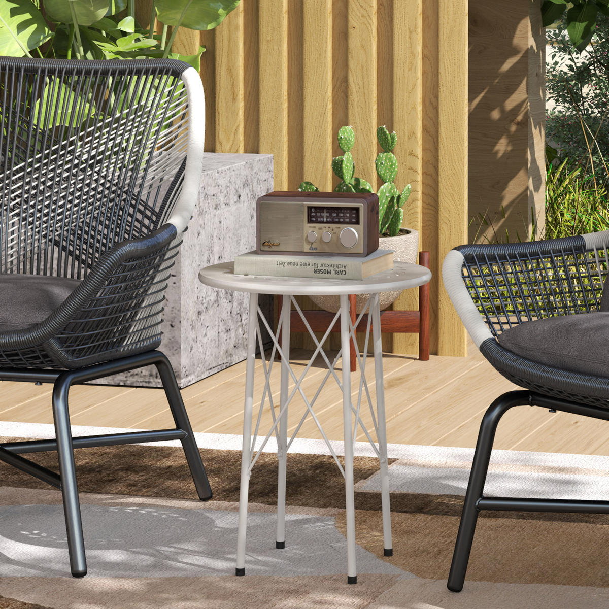 GARTENTISCH,WEISS,1 Stück - Weiß, Naturmaterialien (40/40/50cm) - GiPP