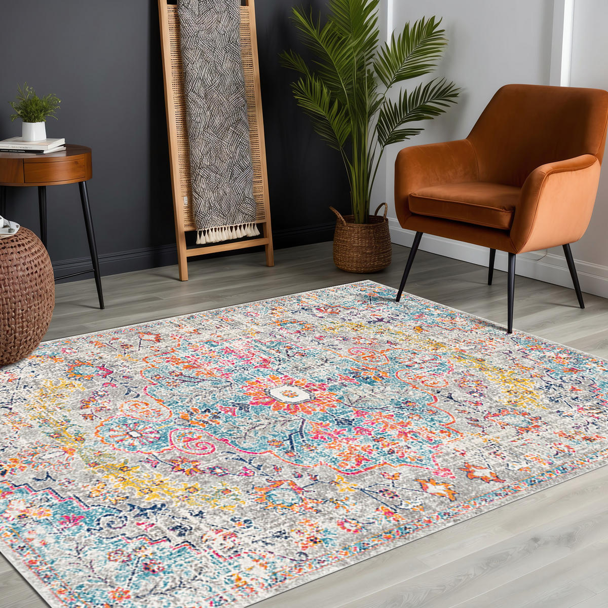 VINTAGE-TEPPICH 120x170 cm Mehrfarbig - Blaugrau, Naturmaterialien/Textil (120/170cm) - LIVABLISS
