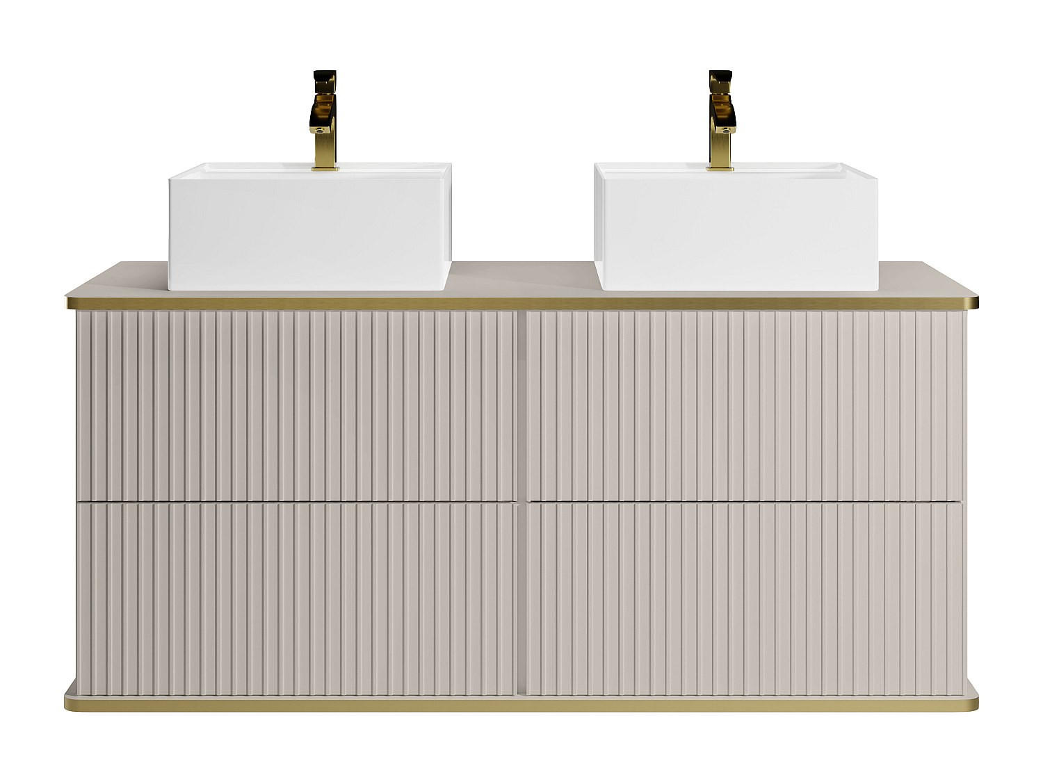 DOPPELWASCHTISCH - 120 cm x 47 cm - Holz, Platte - Beige - KELIZA - Beige, Holz (120/54/47cm) - Vente-Unique