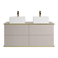 DOPPELWASCHTISCH - 120 cm x 47 cm - Holz, Platte - Beige - KELIZA - Beige, Holz (120/54/47cm) - Vente-Unique