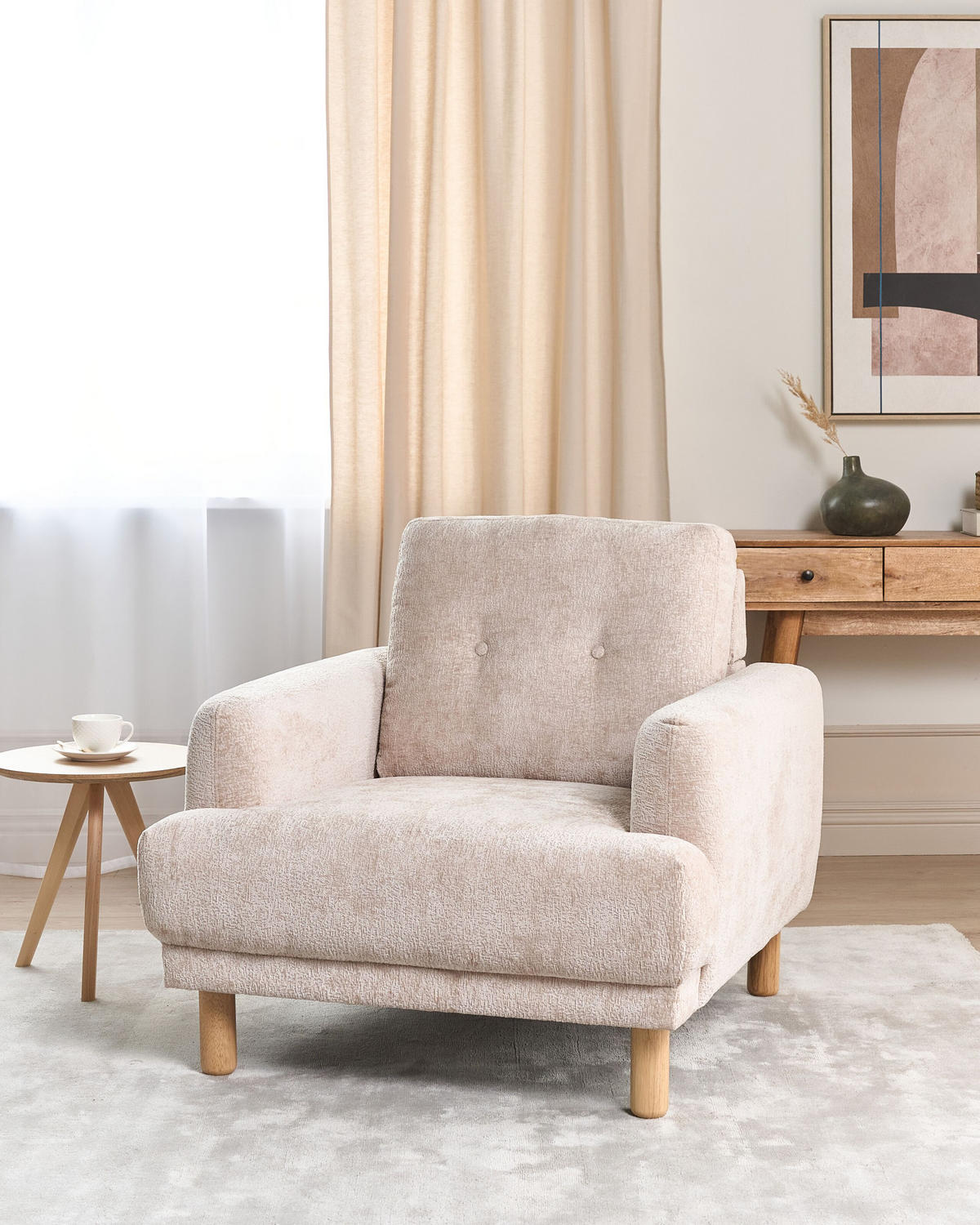 SESSEL Bouclé Beige Tuve - Hellbraun/Beige, Textil (88/85/90cm) - Beliani