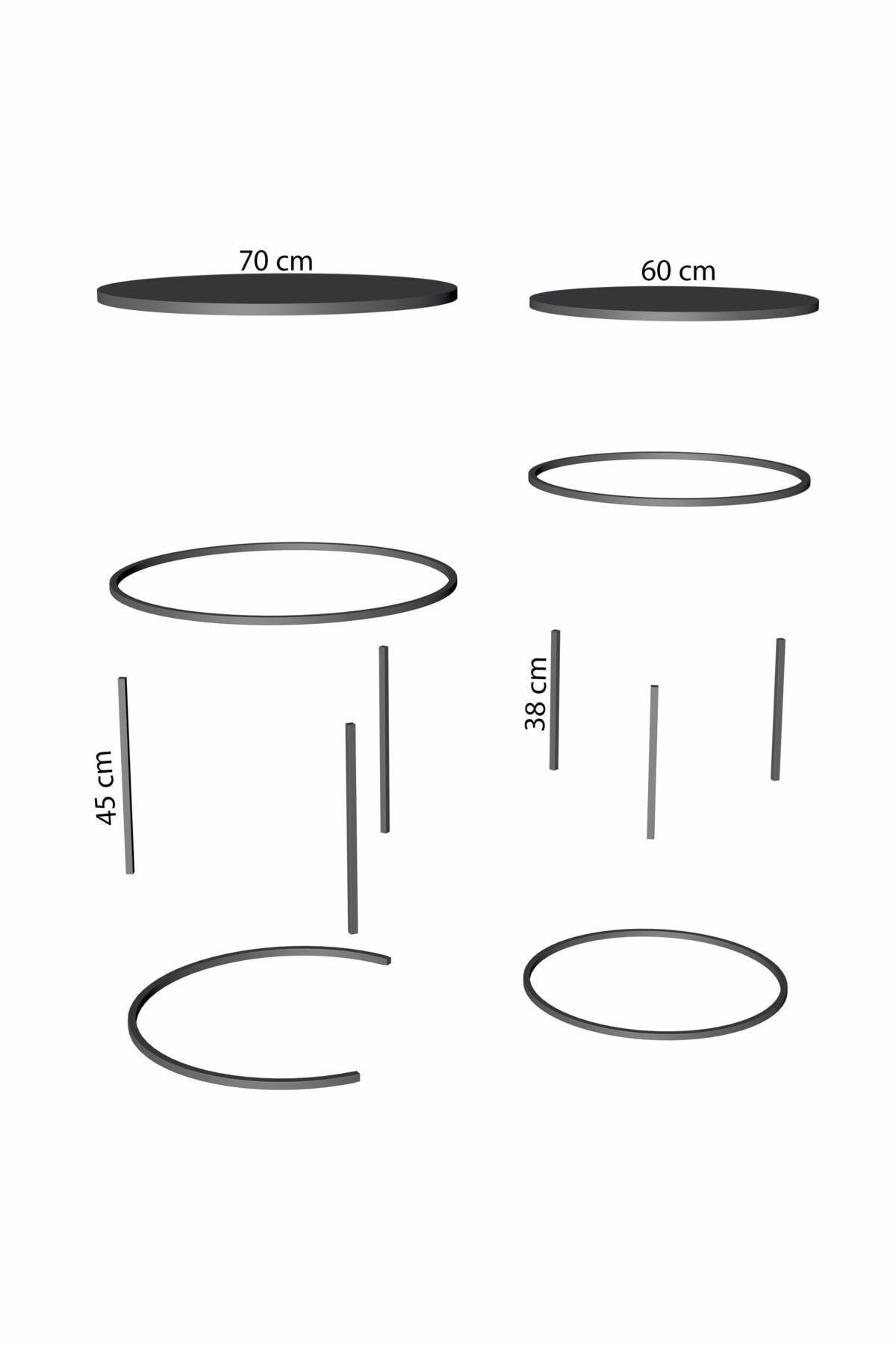 COUCHTISCH-SET 2 TLG. Trevano - Schwarz/Weiß, Holzwerkstoff/Metall (70/70/51cm) - [en.casa]