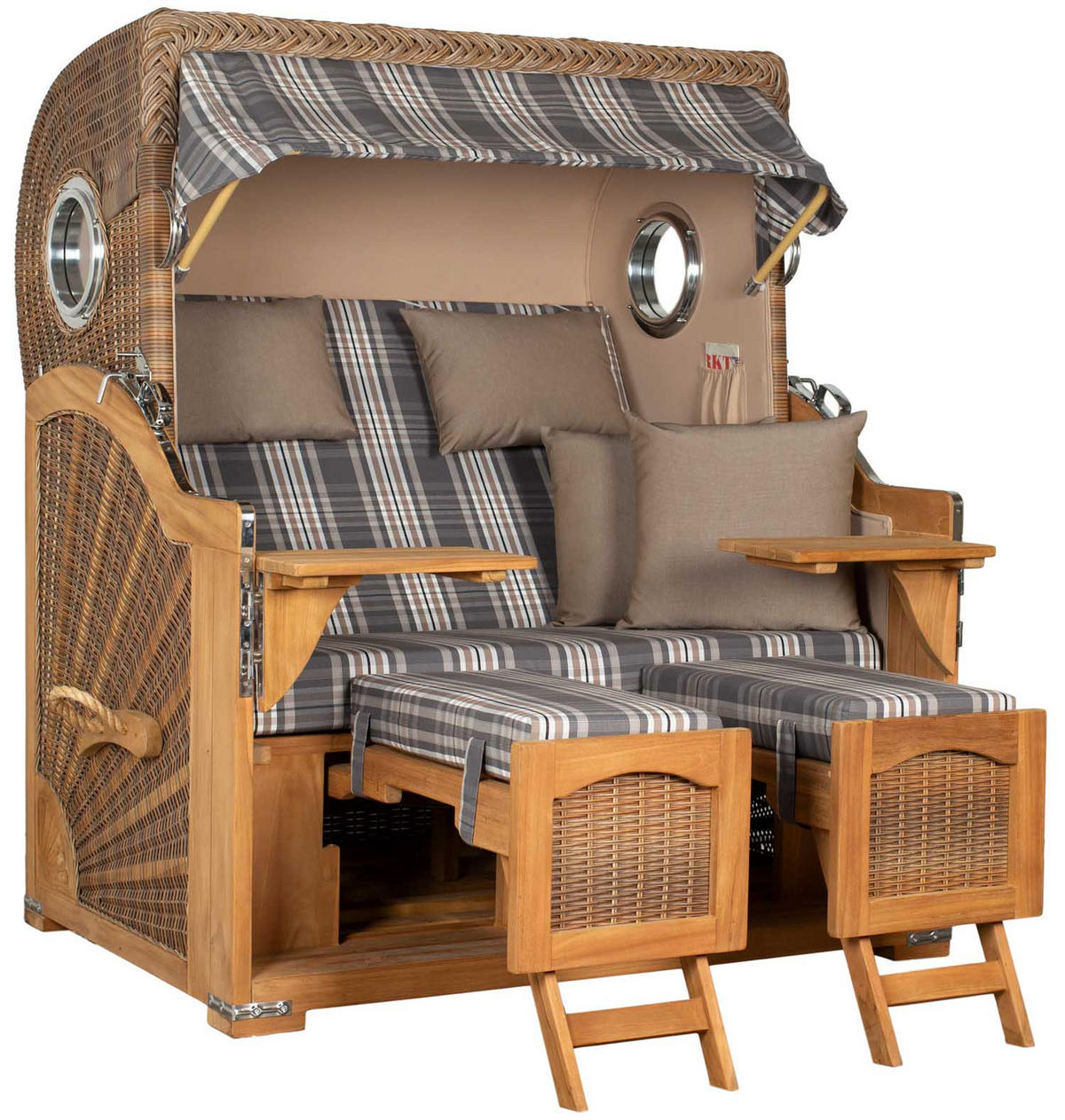 STRANDKORB XXL Düne Grande Teak Banana - Braun/Grau, Metall (142/170/95cm) - Mr. Deko