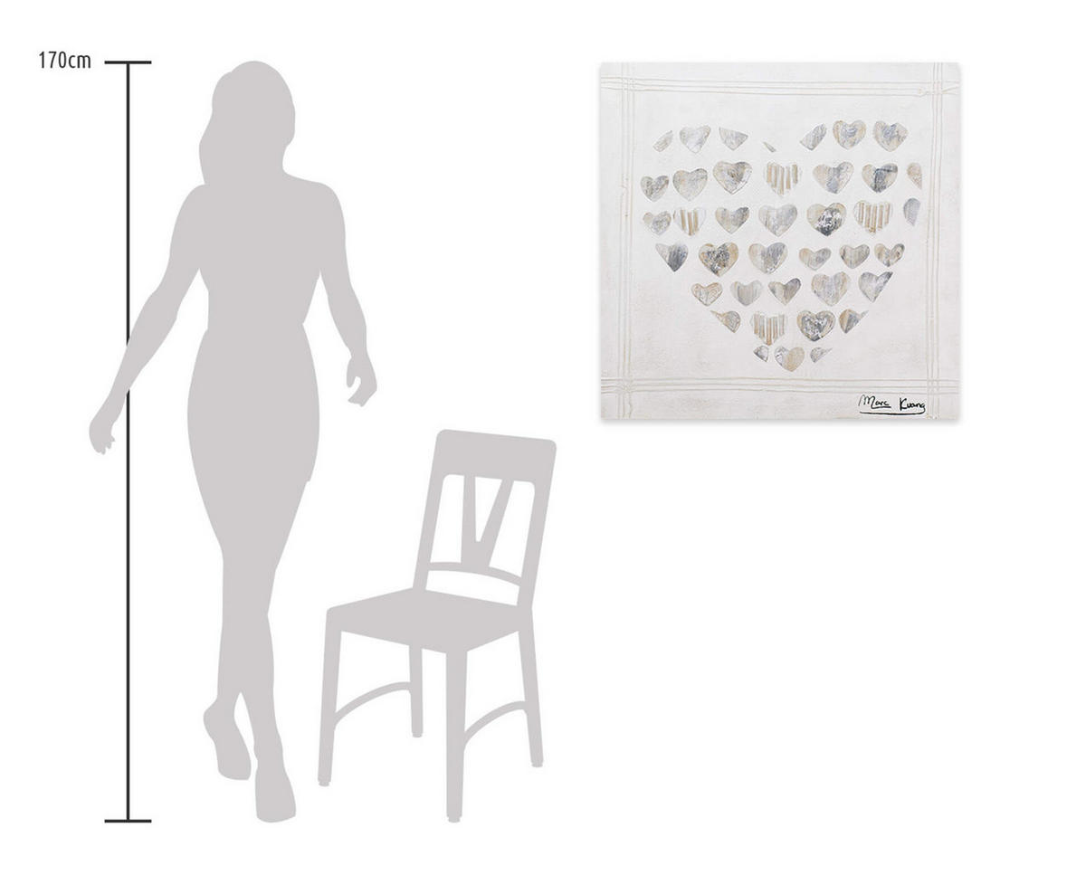 RUČNE MAĽOVANÝ AKRYLOVÝ OBRAZ 80/80 cm, sivý, figurálny motív - sivá, drevo/textil (80/80cm) - KUNSTLOFT