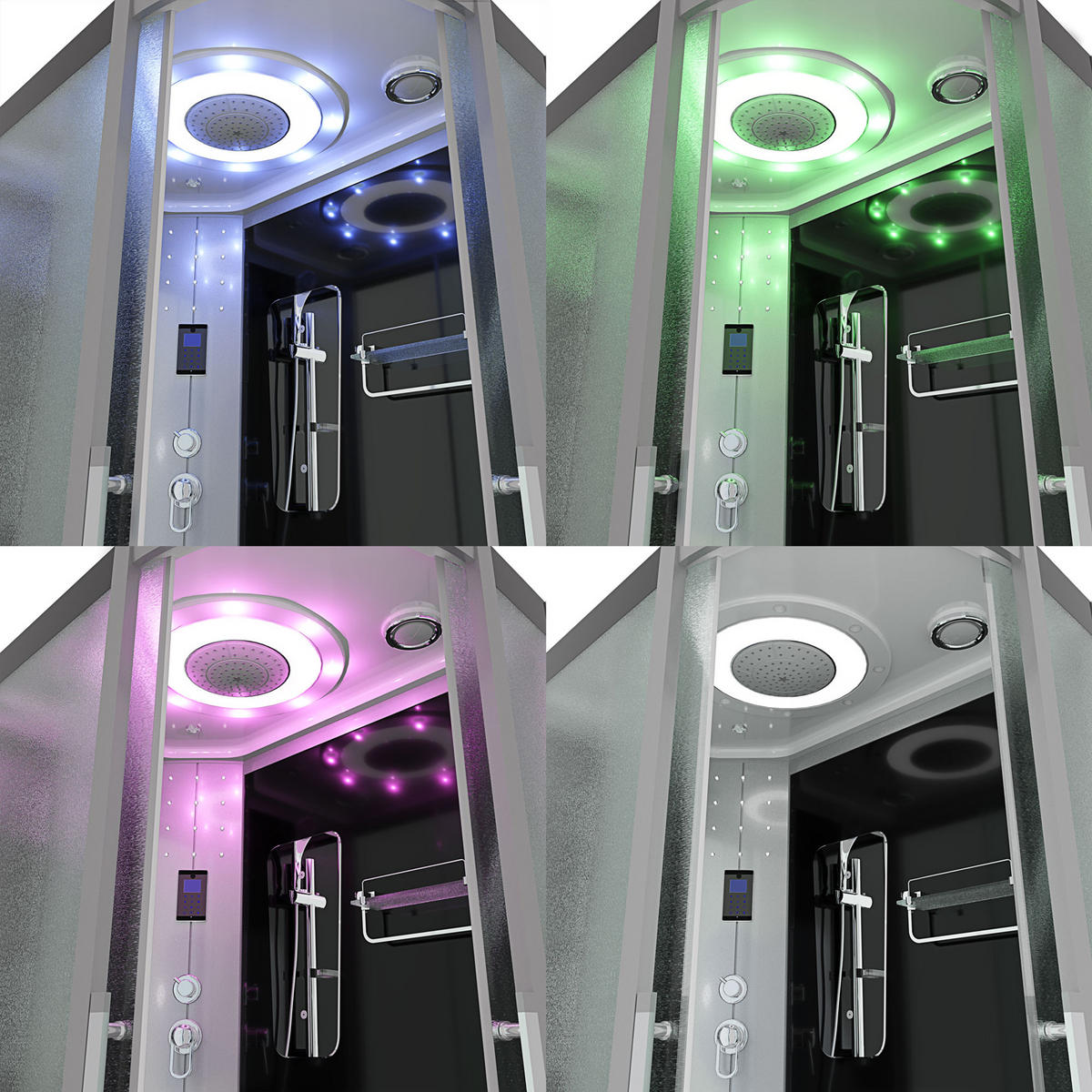 DUSCHE Duschkabine D60-73M0R Schwarz 80x120 - Schwarz, Glas/Kunststoff (80/120/215cm) - AcquaVapore by Sandra Jentho