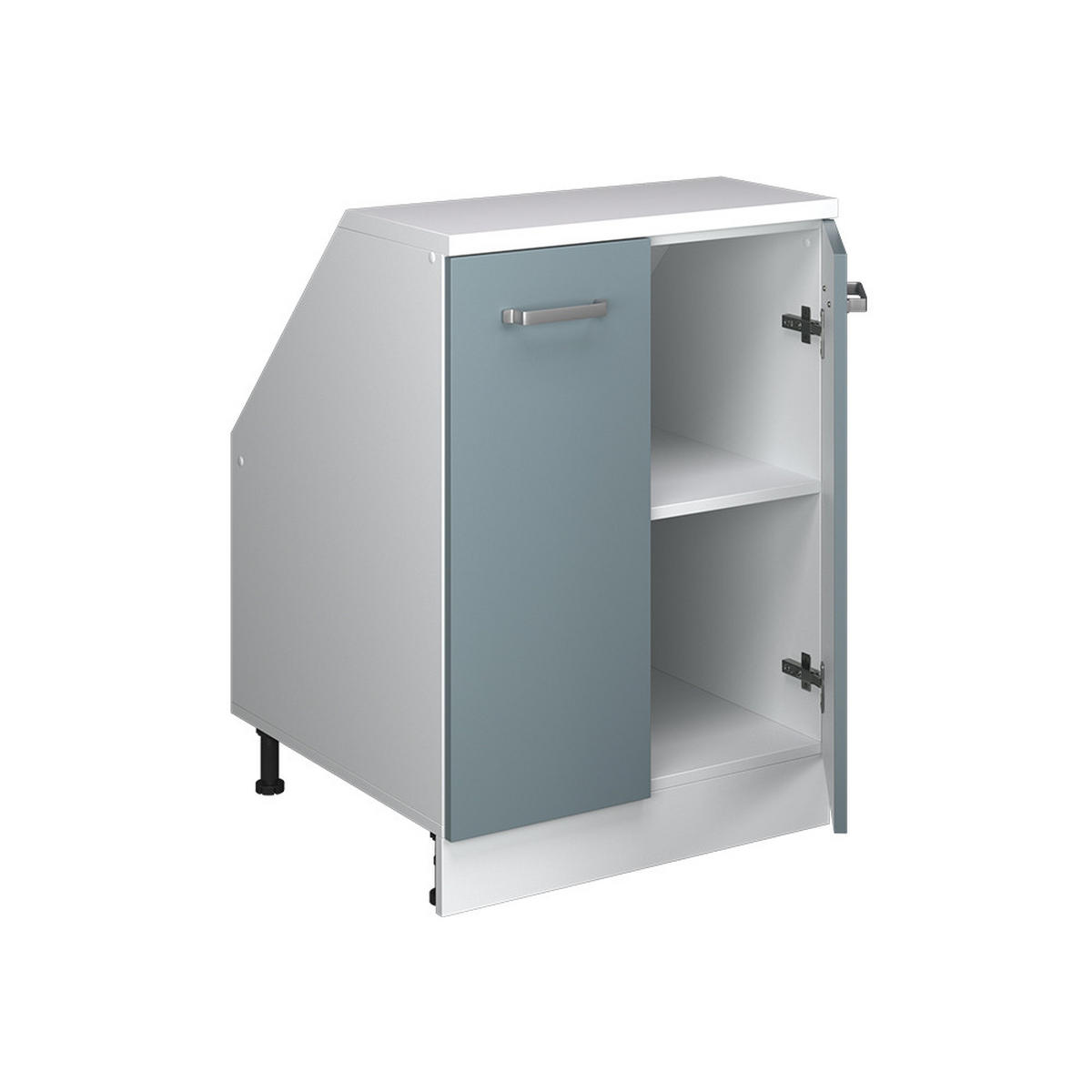 KUHINJSKA OMARA ZA POŠEVNE STREHE R-Line Modro-siva 60 cm z 2 vrati, korpus omare globina 60 cm - bela/modrosiva, leseni material (60/83.8/60cm) - Vicco