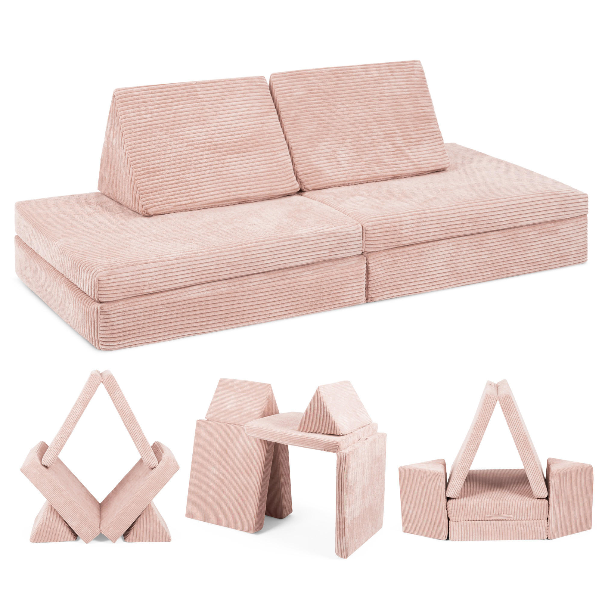 KINDERSOFA Spielparadies - Rosa, Textil (66/52/150cm) - Linodino