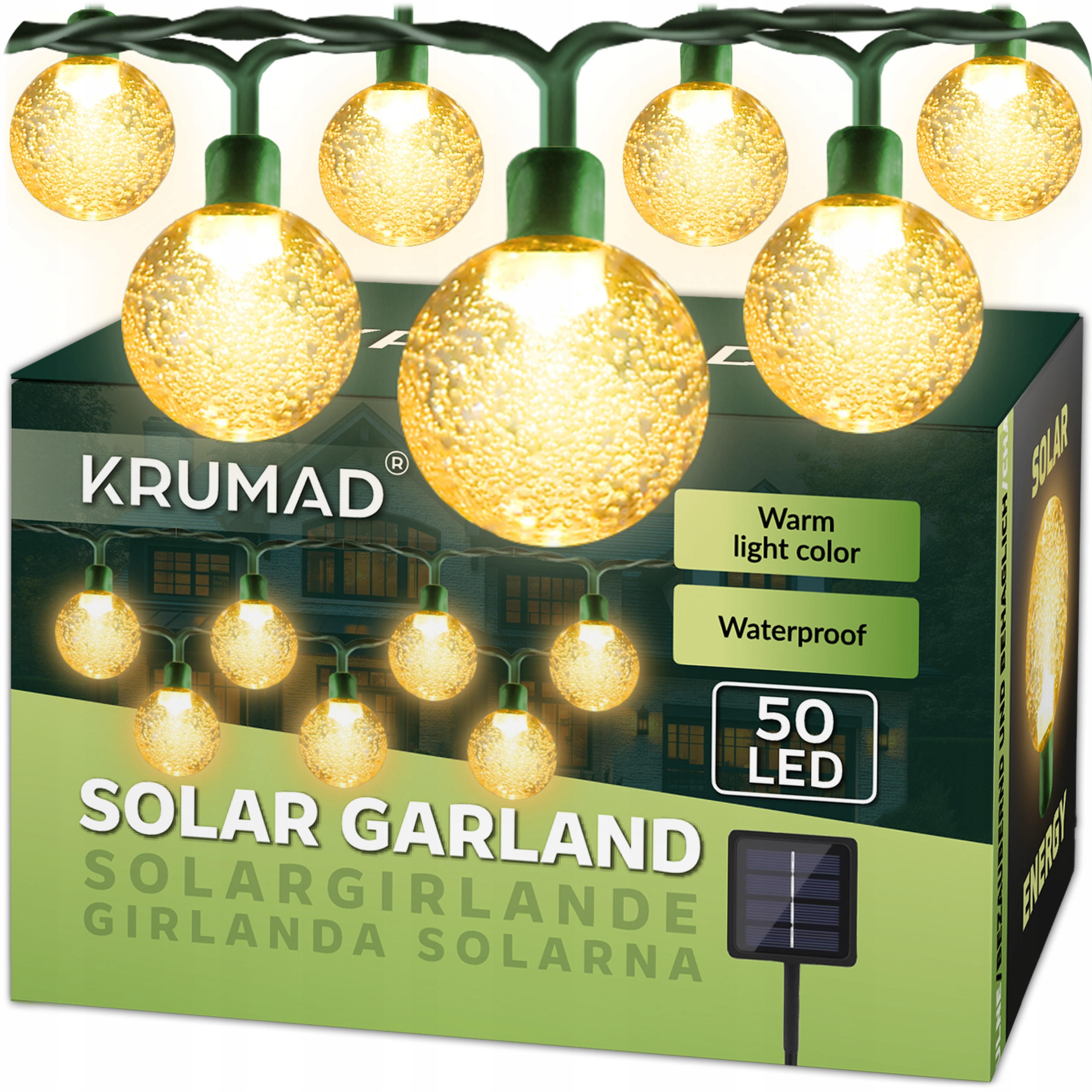 Krumad Solar-Lichterkette Schwarz 10x10x700 cm