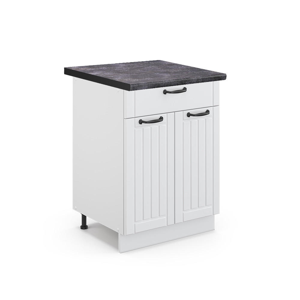KÜCHENUNTERSCHRANK Fame-Line Weiß Landhaus 60 cm mit Schublade AP Anthrazit - Creme/Weiß, Holzwerkstoff (60/82/60cm) - Vicco