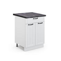 KÜCHENUNTERSCHRANK Fame-Line Weiß Landhaus 60 cm mit Schublade AP Anthrazit - Creme/Weiß, Holzwerkstoff (60/82/60cm) - Vicco
