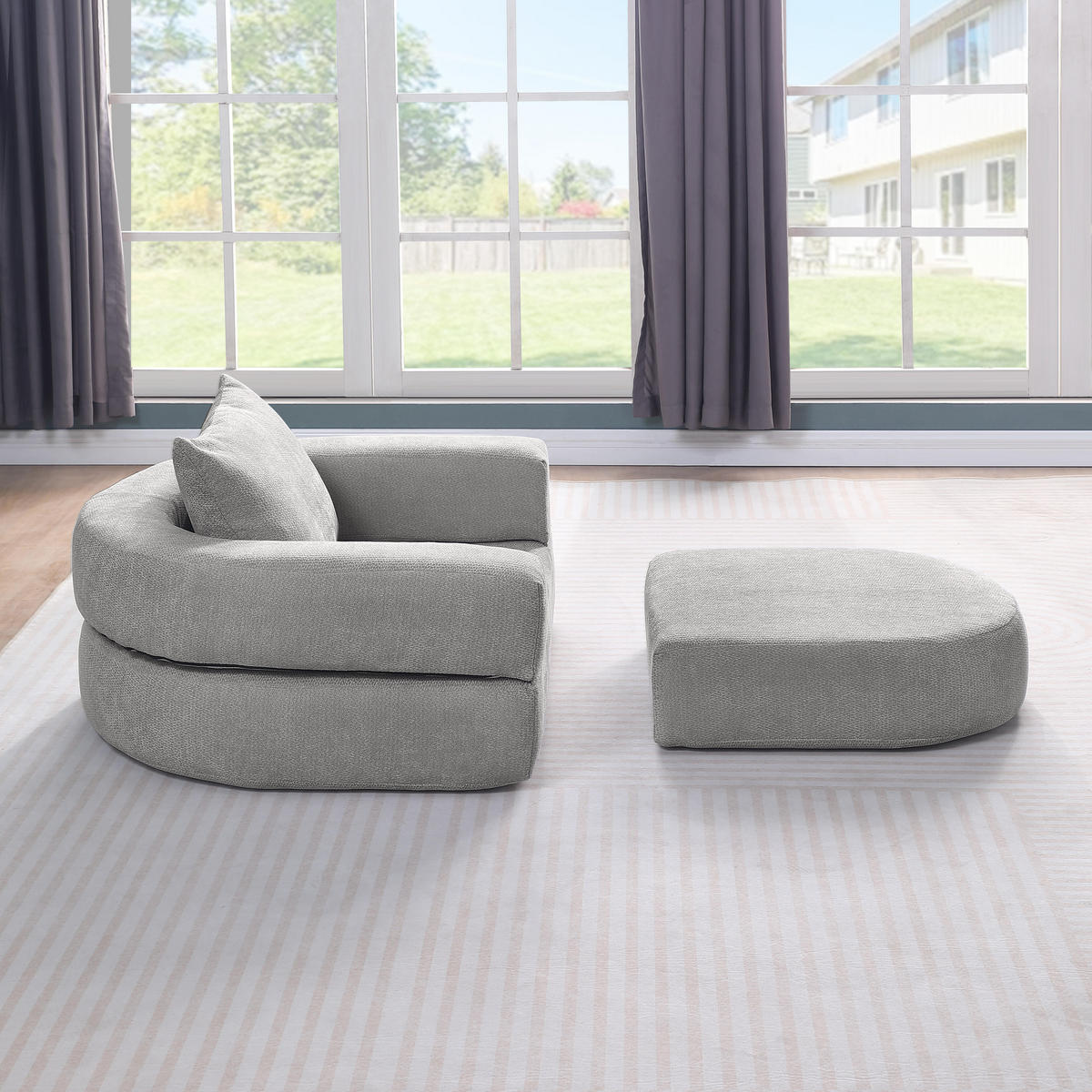 SOFA Chenille Hellgrau - Hellgrau, Textil (101/41/179cm) - WISHDOR