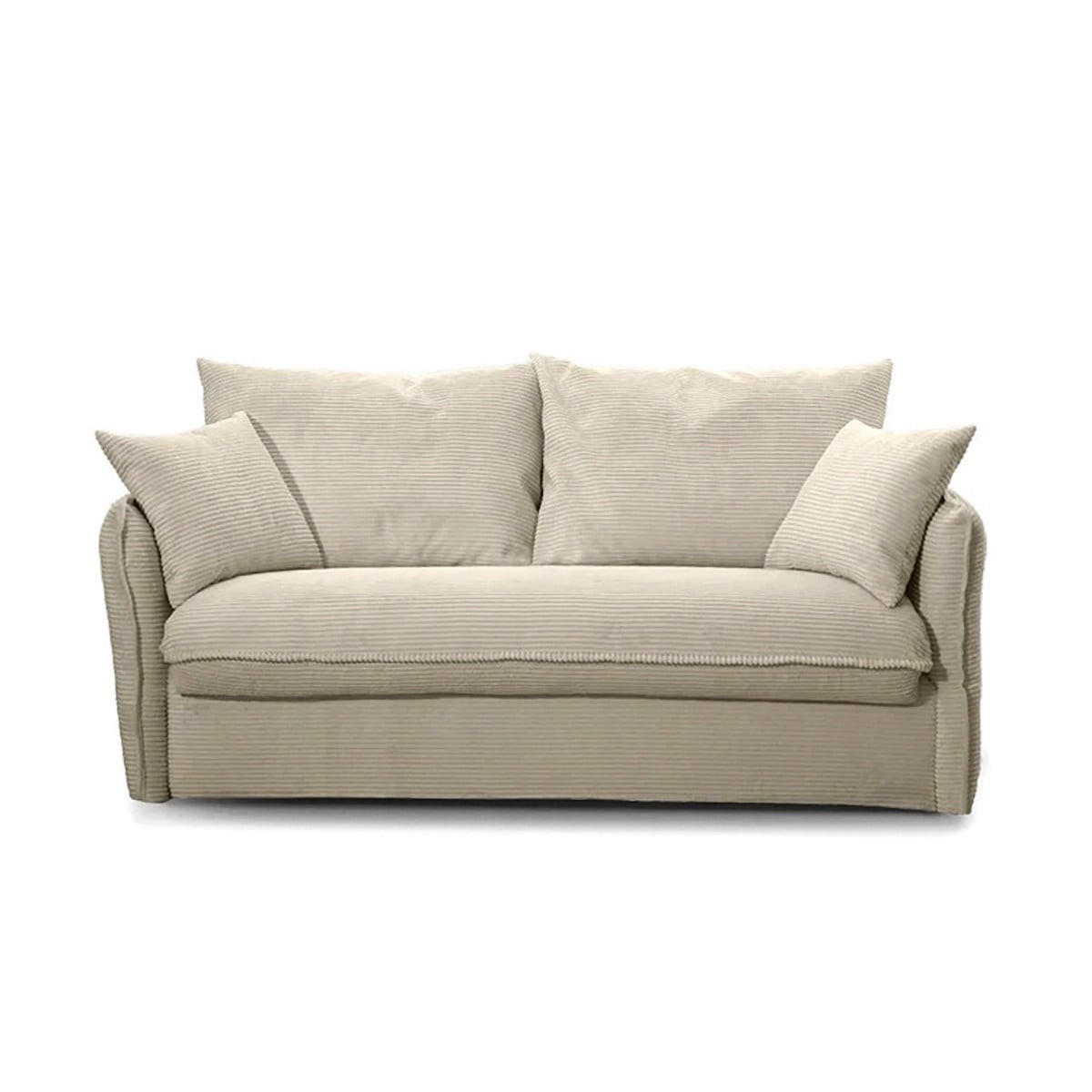 SCHLAFSOFA mit 3 Plätzen aus geripptem Samt, L185 cm - MIKA - Ecru, Textil (106/92/106cm) - Calicosy