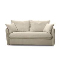 SCHLAFSOFA mit 3 Plätzen aus geripptem Samt, L185 cm - MIKA - Ecru, Textil (106/92/106cm) - Calicosy