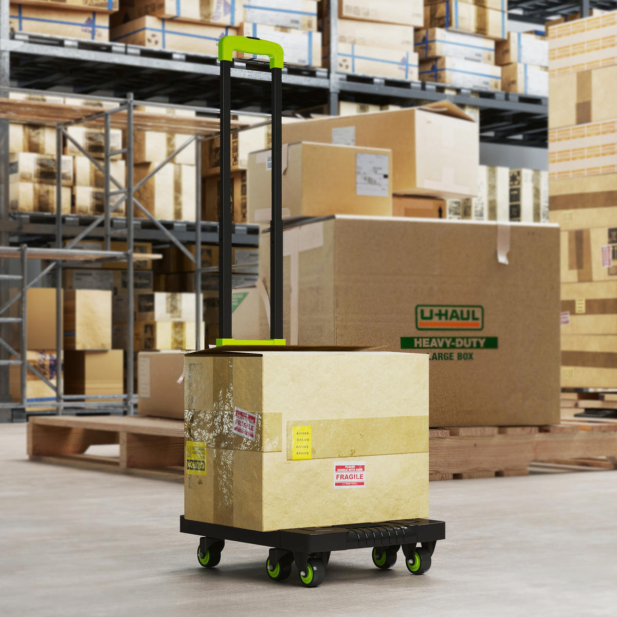 SACKKARRE klappbar Metall Transportkarre mit Räder verstellbar Griff max. 200kg - Grün, Metall (35/102/49cm) - HOMCOM