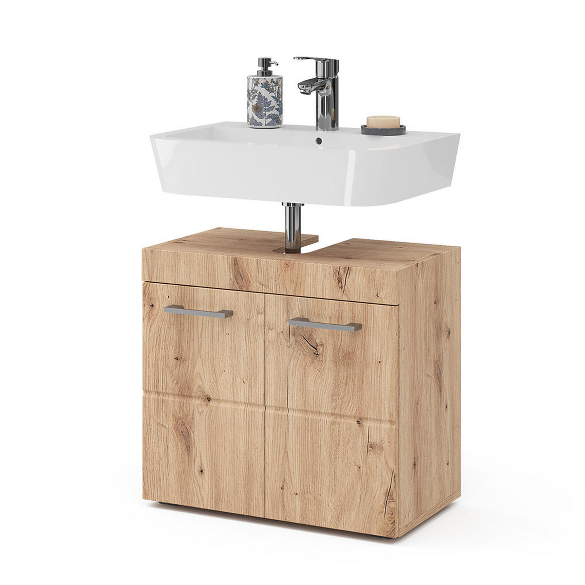 WASCHBECKENUNTERSCHRANK Luna Eiche Wotan 60 x 56 cm - Eiche Wotan, Holzwerkstoff (60/56/34cm) - Vicco