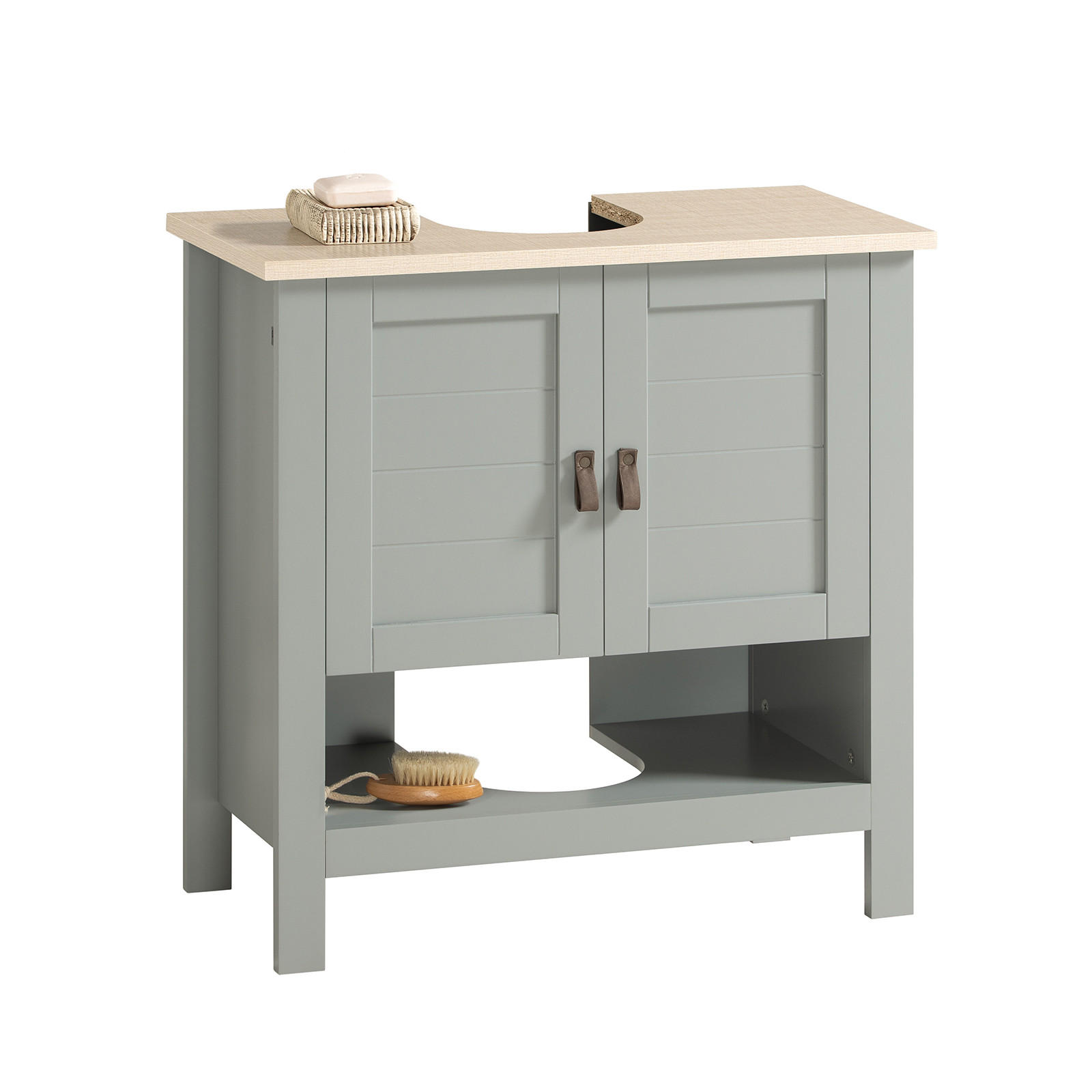 WASCHBECKENUNTERSCHRANK Grau - Grau, Holzwerkstoff (60/60/30cm) - SoBuy