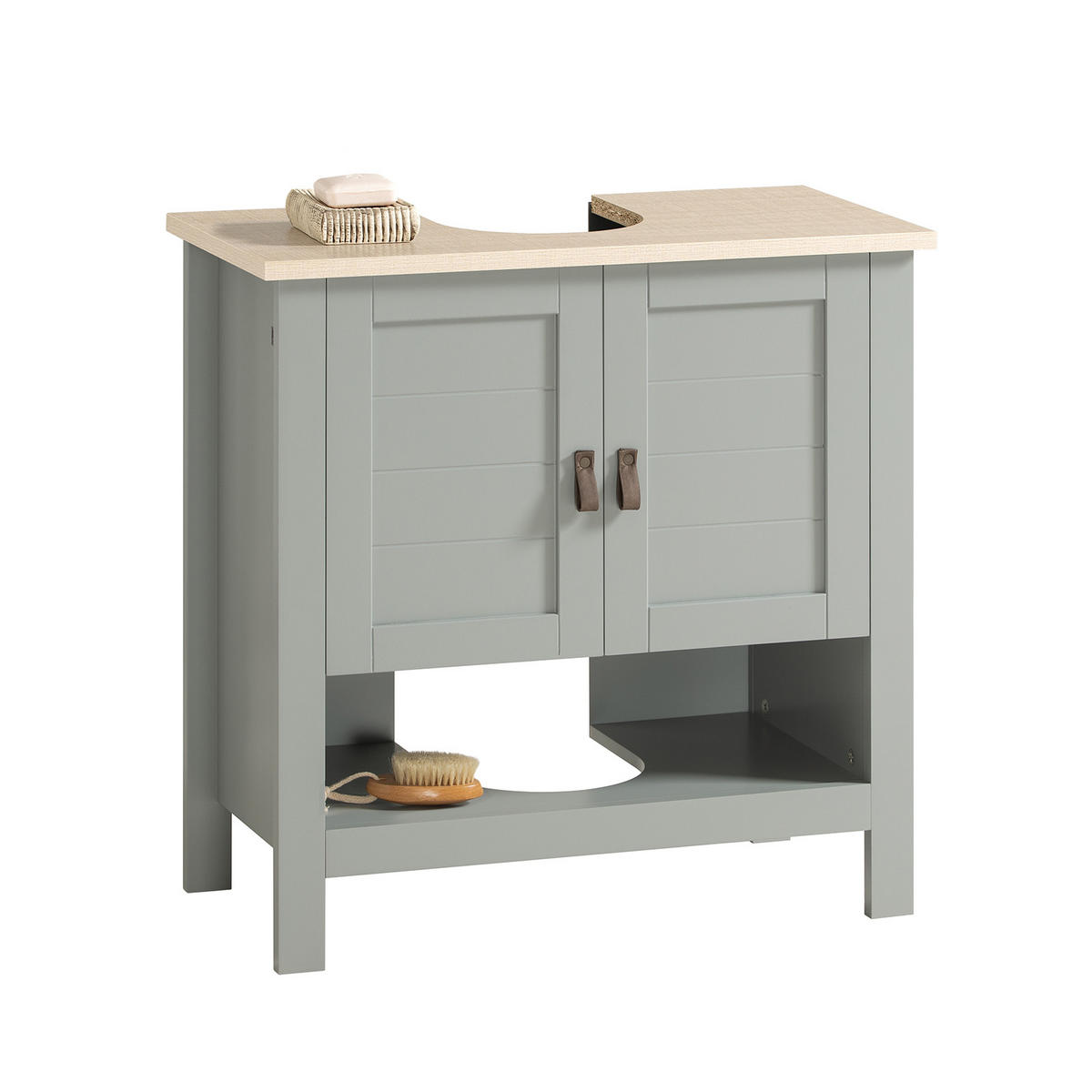 WASCHBECKENUNTERSCHRANK Grau - Grau, Holzwerkstoff (60/60/30cm) - SoBuy