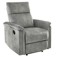 RELAX-FERNSEHSESSEL Federkern, Liegefunktion verstellbar durch halbautomatische Relaxfunktion B78/T90/H100 cm, Velours Vintage Grau / 15126 - Schwarz/Grau, Textil (78/100/90cm) - luma-home