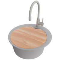 GRANITSPÜLE Pisa, 2-er set Grau 50/50 cm 1 Becken + Küchenarmatur 38/14 cm + Ablauf-Set + Schneidebrett ab 45er Unterschrank - Beige/Grau, Kunststoff (50/20/50cm) - Primagran