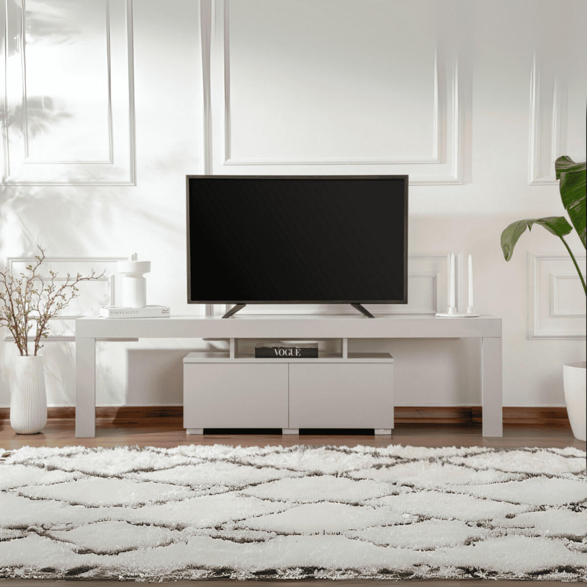 TV-MÖBEL mit 2 Klapptüren 180/31/50 cm - Grau, Holzwerkstoff (31.3/50/180cm) - Calicosy