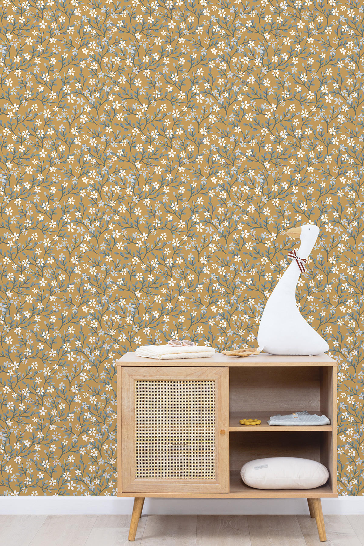 VLIESTAPETE Braylynn, Blumen 50cm x 10m, gelb - Hellgelb, Papier (50/1000cm) - Lilipinso