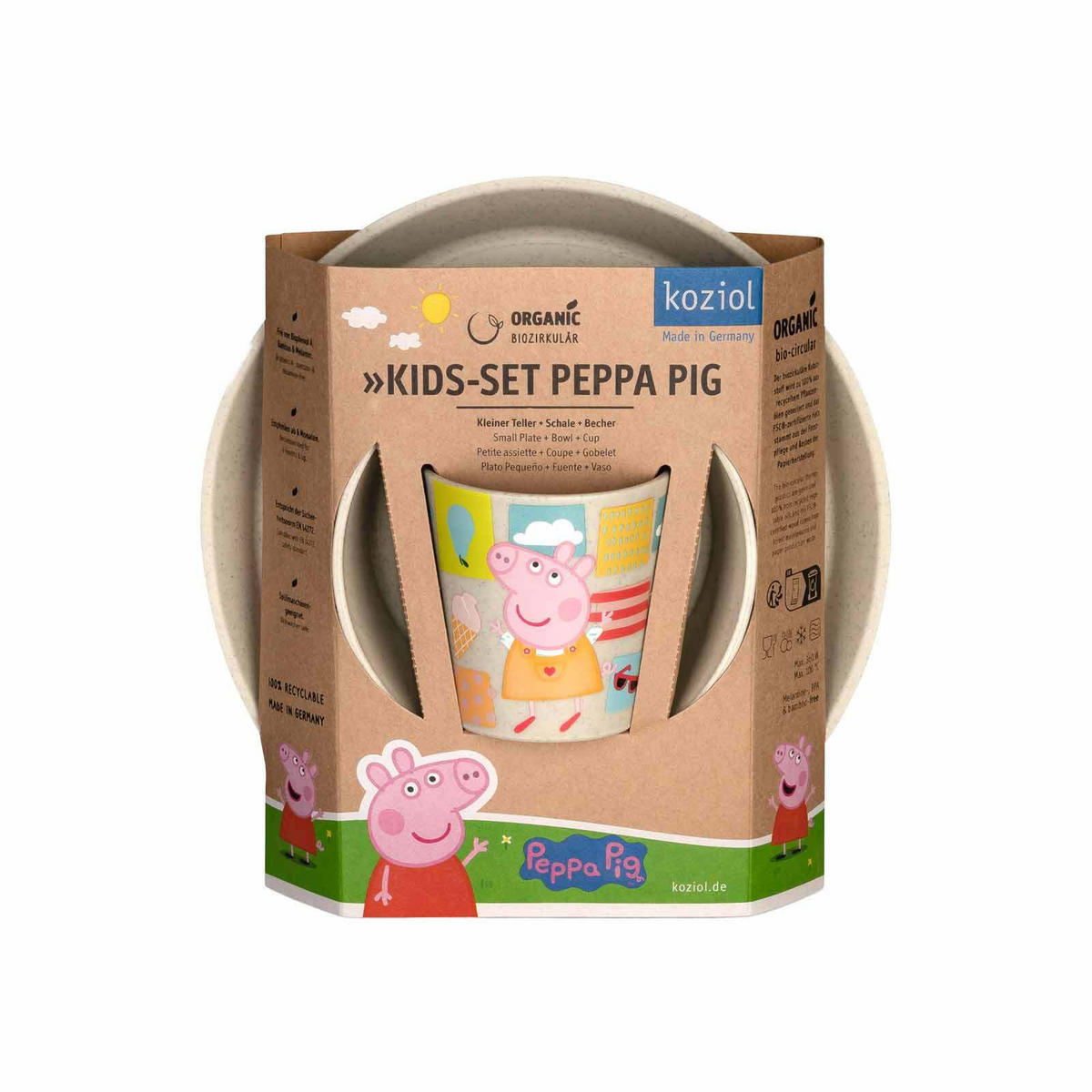 KINDERGESCHIRRSET Connect Peppa Pig organic sand 3er Set - Rot, Kunststoff (1/1/1cm) - Koziol
