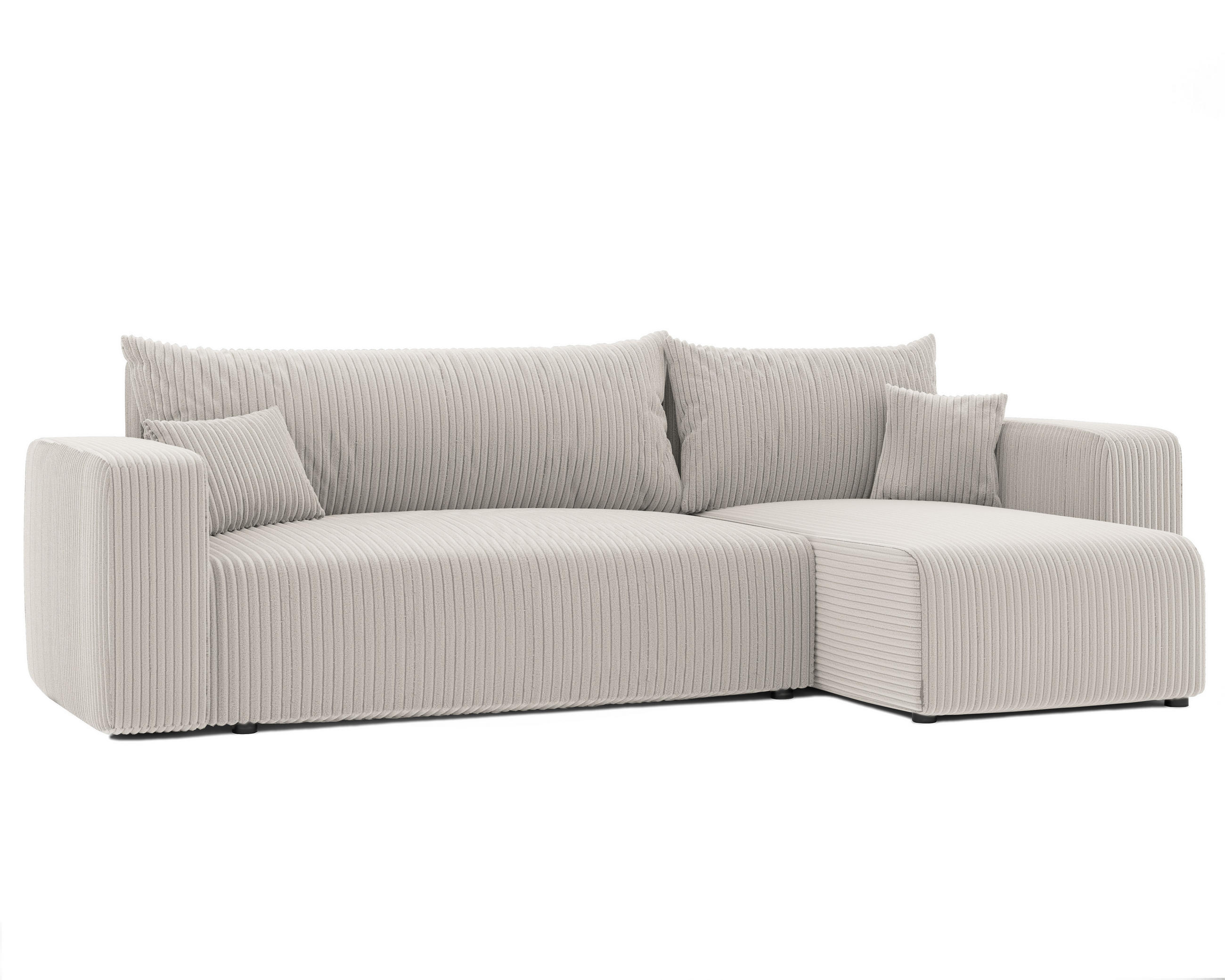 ECKSOFA Beige Cord-Stoff mit Bettkasten - Beige, Textil (248/145cm) - Idohome