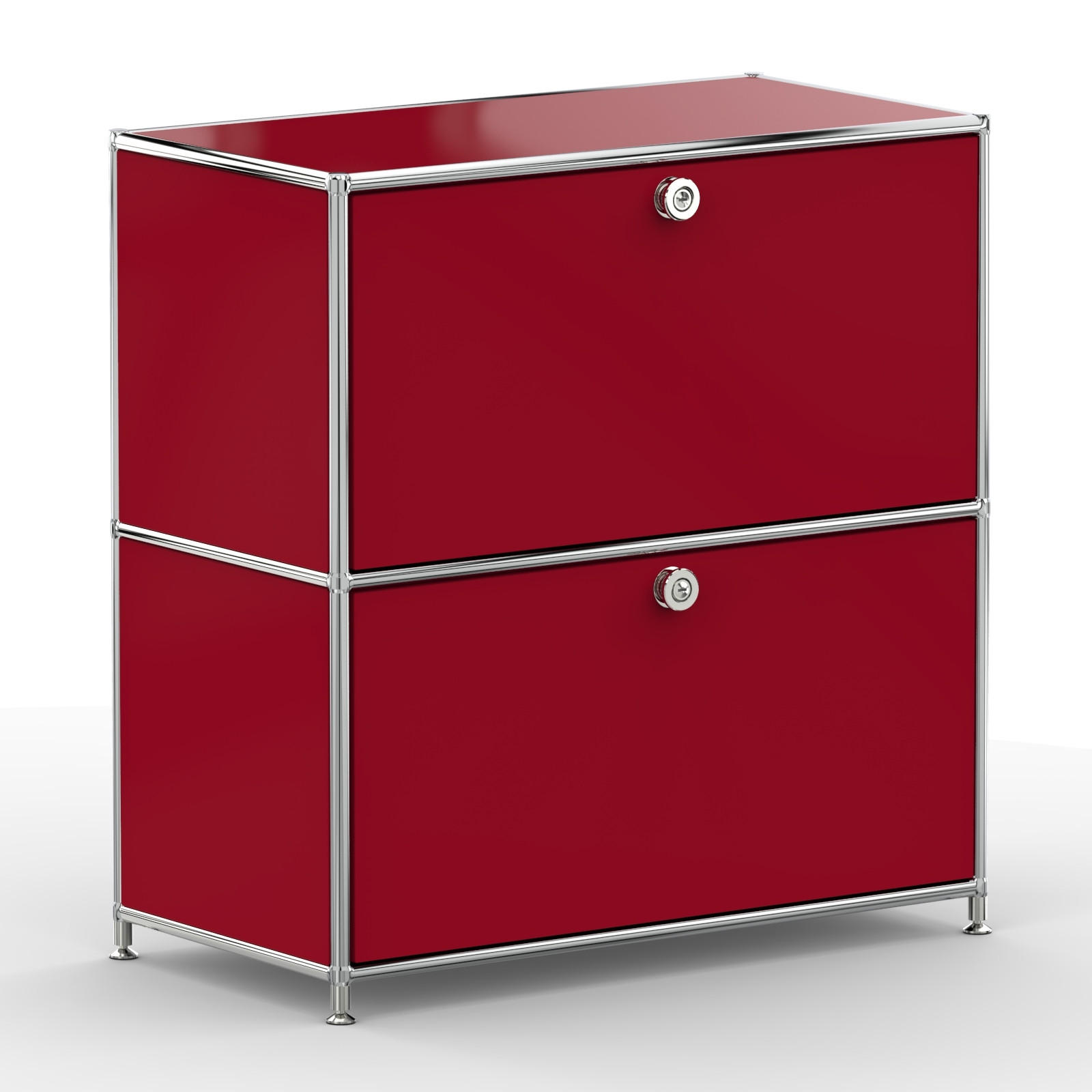 AKTENSCHRANK, 2 Klappen & Schloss, Breite 77 cm, Rubinrot - Chromfarben/Silberfarben, Metall (40/80.5/77.2cm) - Versee