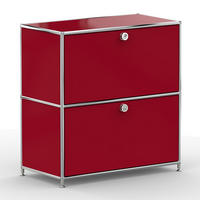 AKTENSCHRANK, 2 Klappen & Schloss, Breite 77 cm, Rubinrot - Chromfarben/Silberfarben, Metall (40/80.5/77.2cm) - Versee
